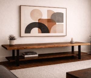 live edge walnut wood console table