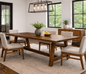handmade wood dining table in walnut wood