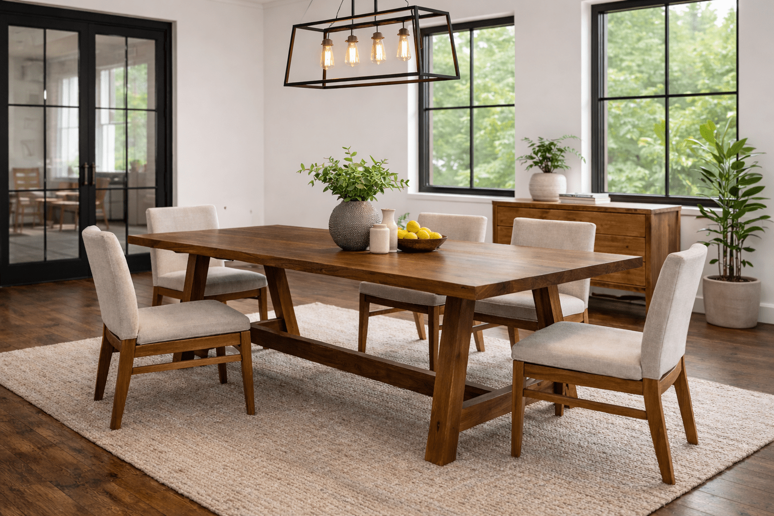 handmade wood dining table in walnut wood
